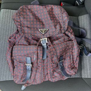 Rare PRADA Tessuto Multicolor Geometric Print Drawstring Backpack
